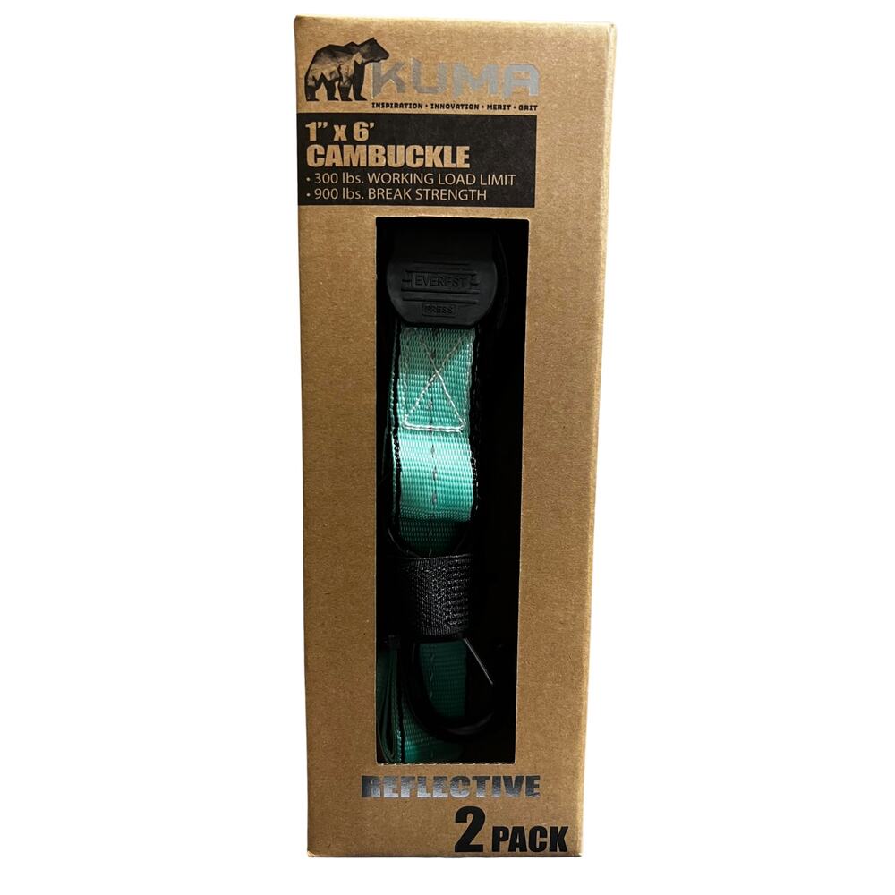 NWB Kuma 1" X 6' Cambuckle Reflective Strap Buckle (2 Pack)
